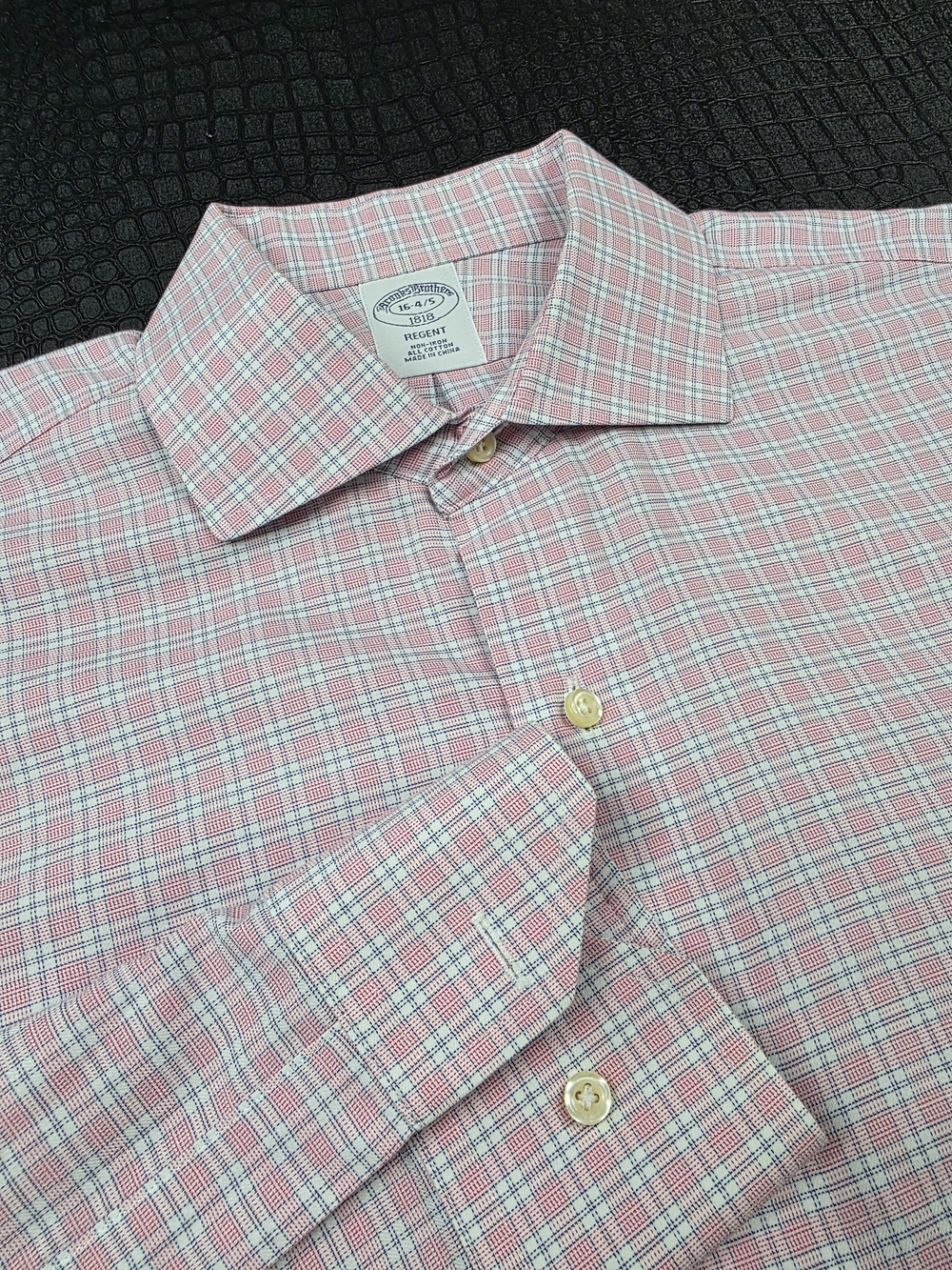 Brooks Brothers Regent Non-Iron Pink Checkered Dress Shirt 16 - 4/5